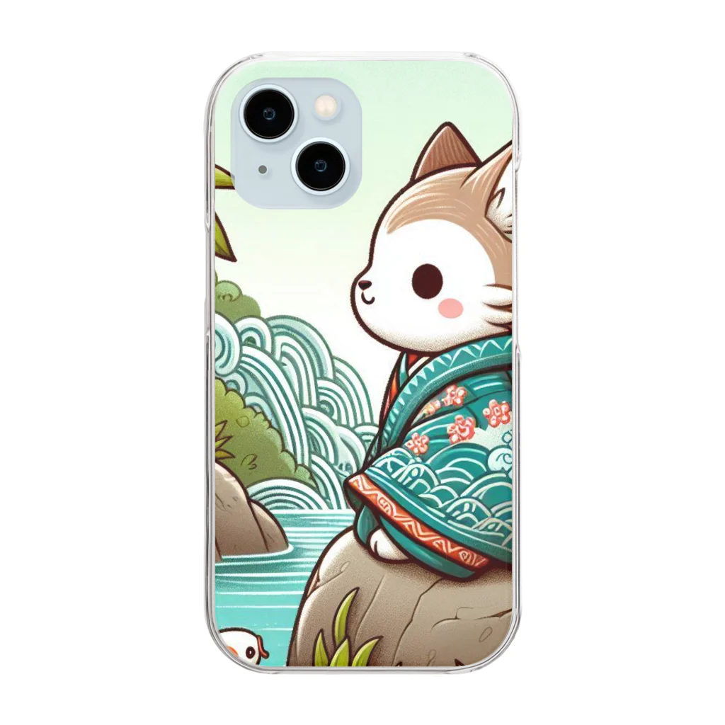 yu-chan3のほのぼの猫と鯉 Clear Smartphone Case