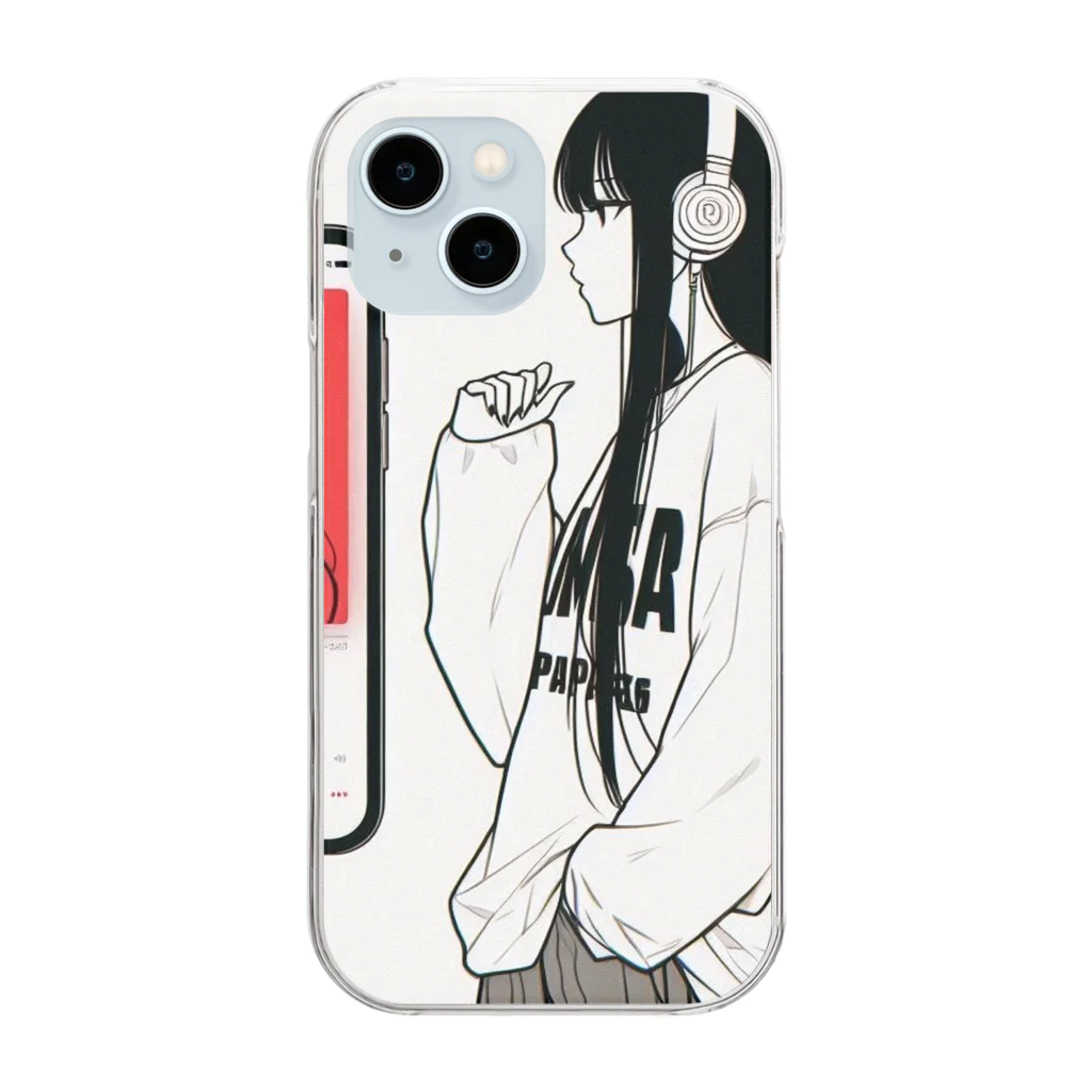 amechan0811のThe girl who listens to music Clear Smartphone Case