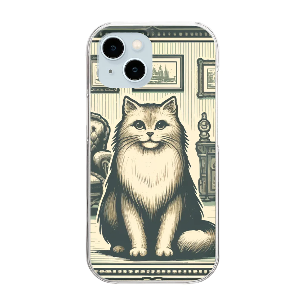 manaco-のクラシックな猫 Clear Smartphone Case