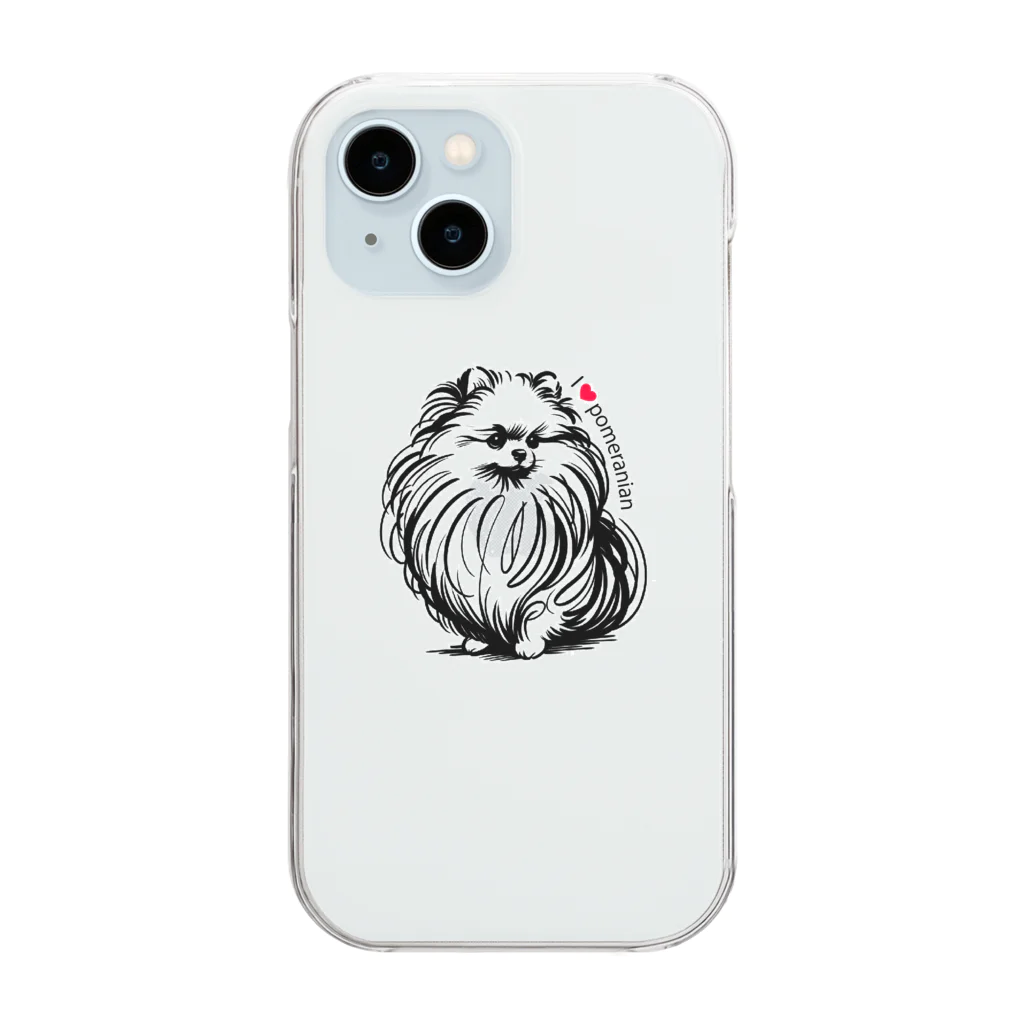 7_dog_catのポメ Clear Smartphone Case