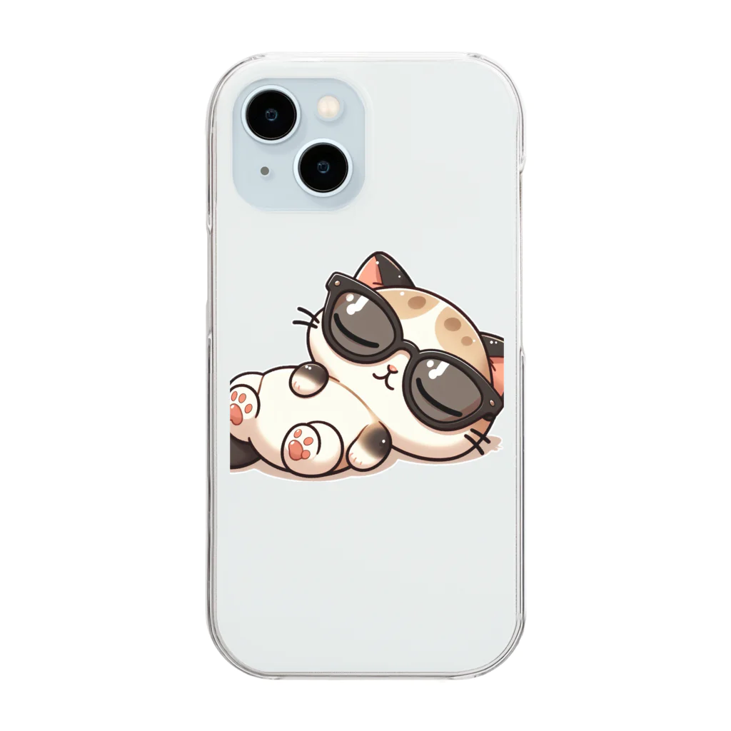 にゃむにゃむ（SUZURI店）の気持ちよくお昼寝中の猫 Clear Smartphone Case