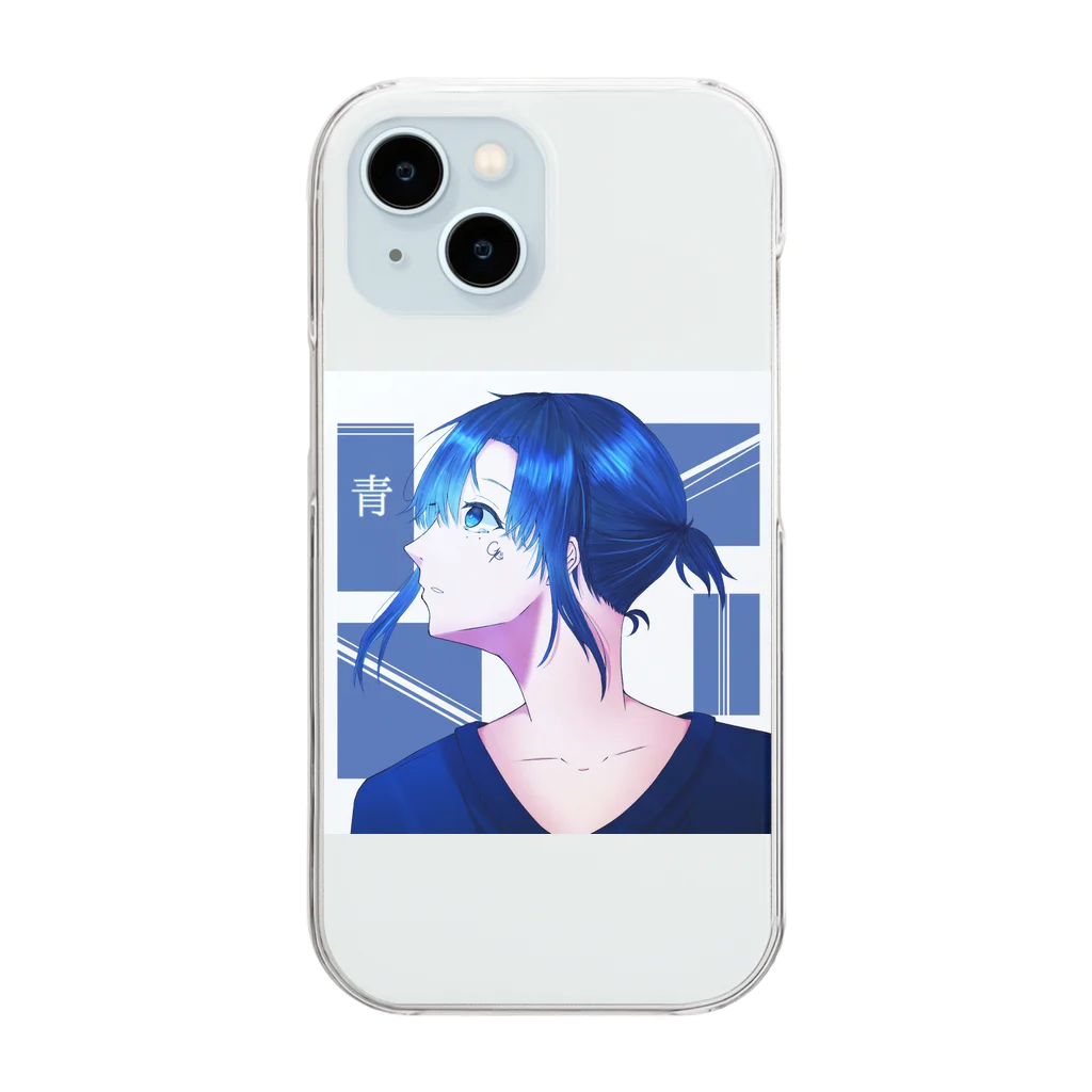 青いキャンバスの青の子= Clear Smartphone Case