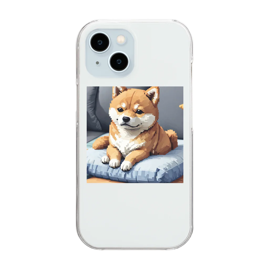 oricoricoのクッションの上でくつろぐ柴犬 Clear Smartphone Case