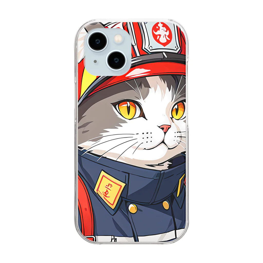 Shellの働く猫：消防士 Clear Smartphone Case