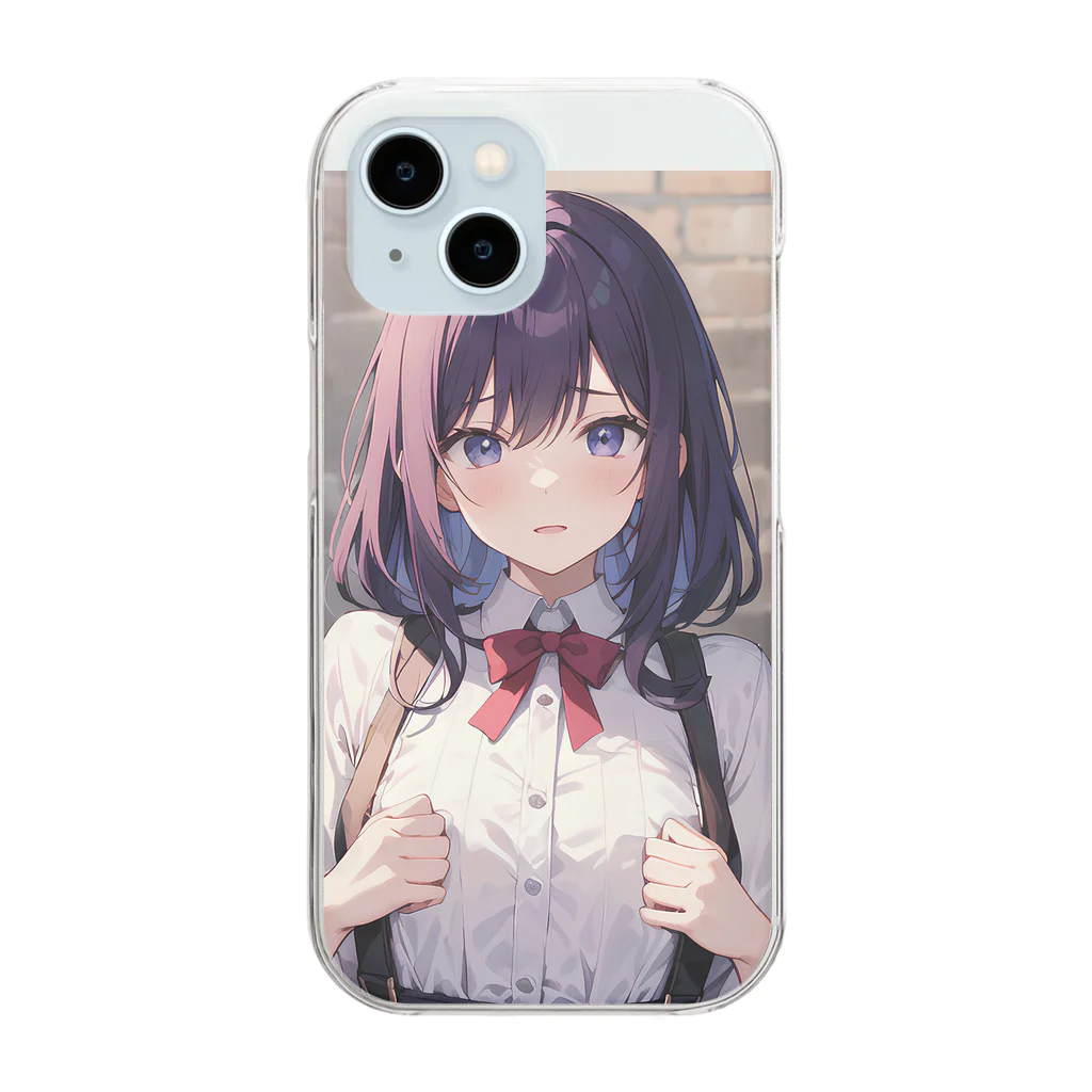 character itemsの黒髪キャラグッツ Clear Smartphone Case