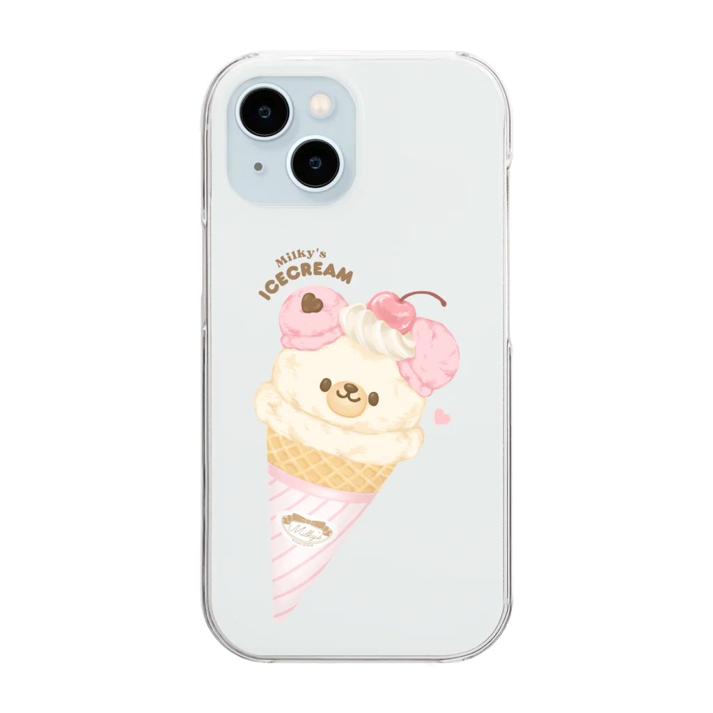 Milky'sのくまちゃんアイス🍓 Clear Smartphone Case