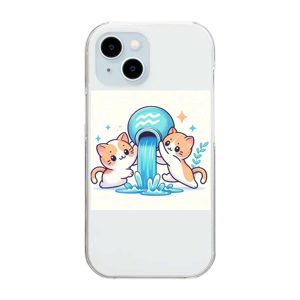 Freeman1の水瓶とネコ Clear Smartphone Case