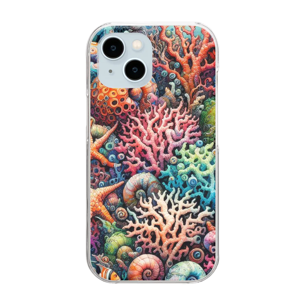 珊瑚の珊瑚礁１ クリアスマホケース