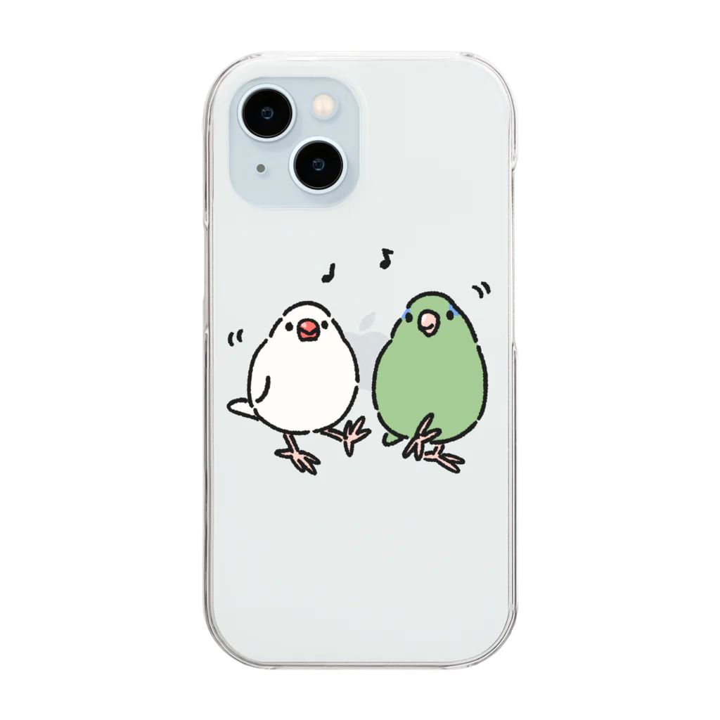 小鳥ハウスの文鳥とマメルリハインコ Clear Smartphone Case