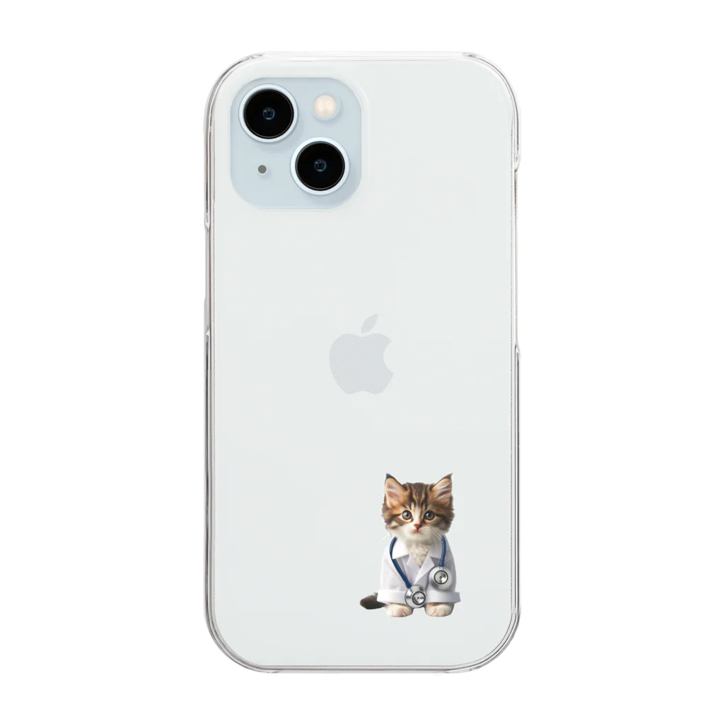 ネコネコ笑店 -Cat Goods Store-のDrねこ丸No1 Clear Smartphone Case