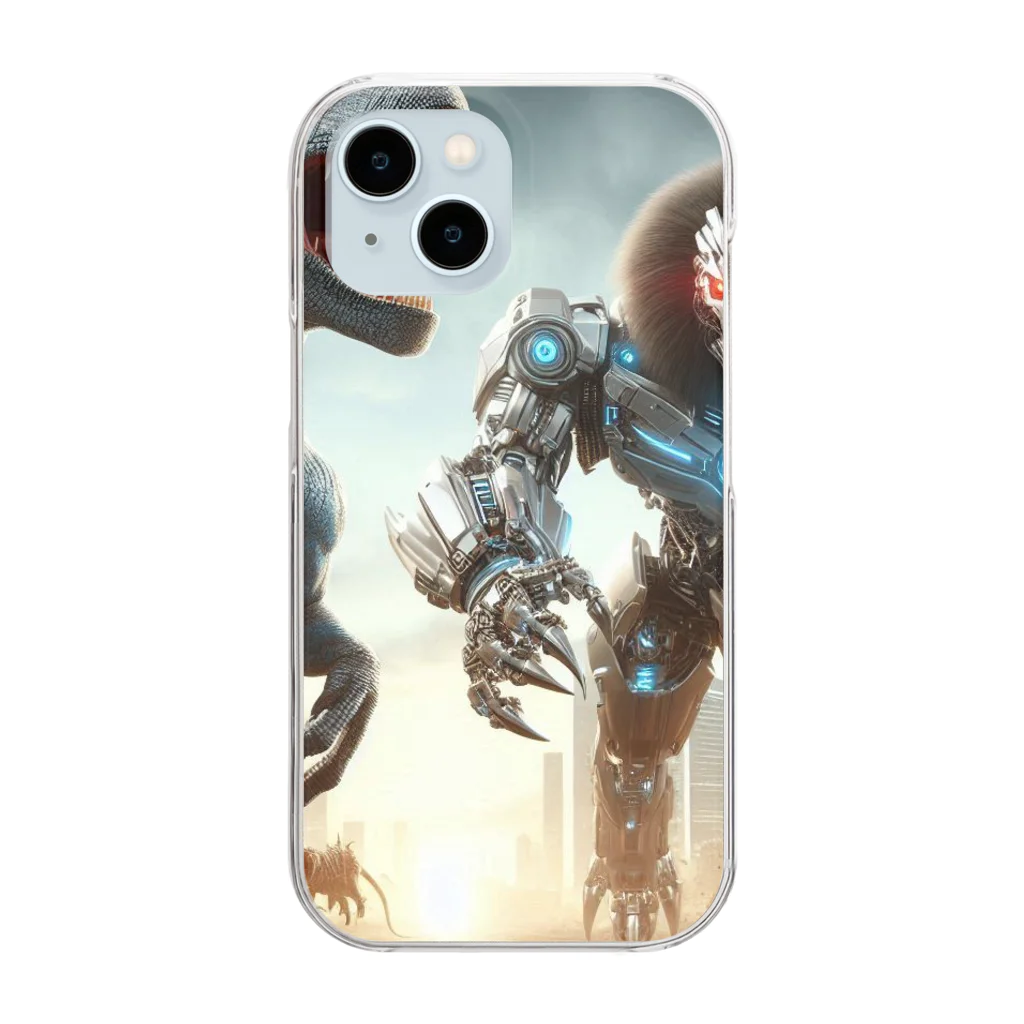 OTIRUBUTUBUTUのラプトルvsロボットライオン Clear Smartphone Case