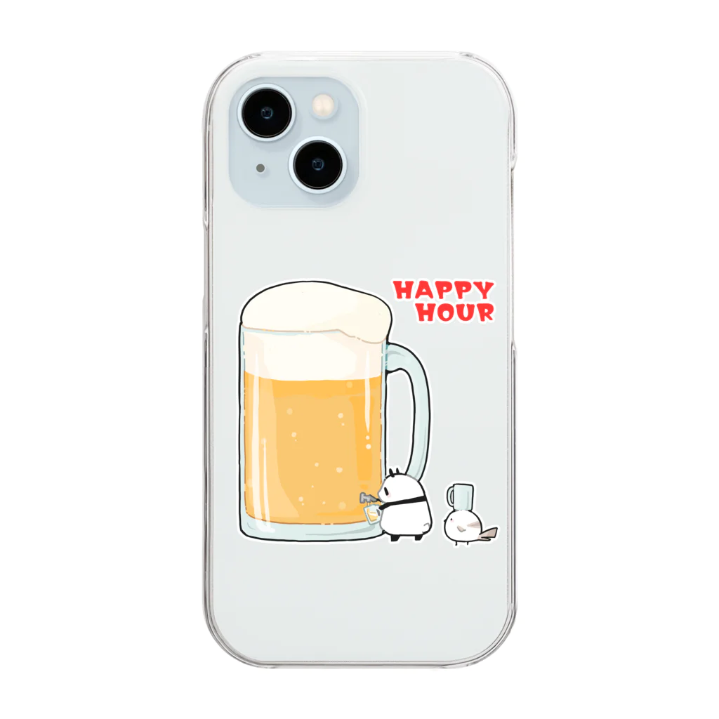 うさやのハッピーアワーでビール祭りを開催するパンダとシマエナガ Clear Smartphone Case