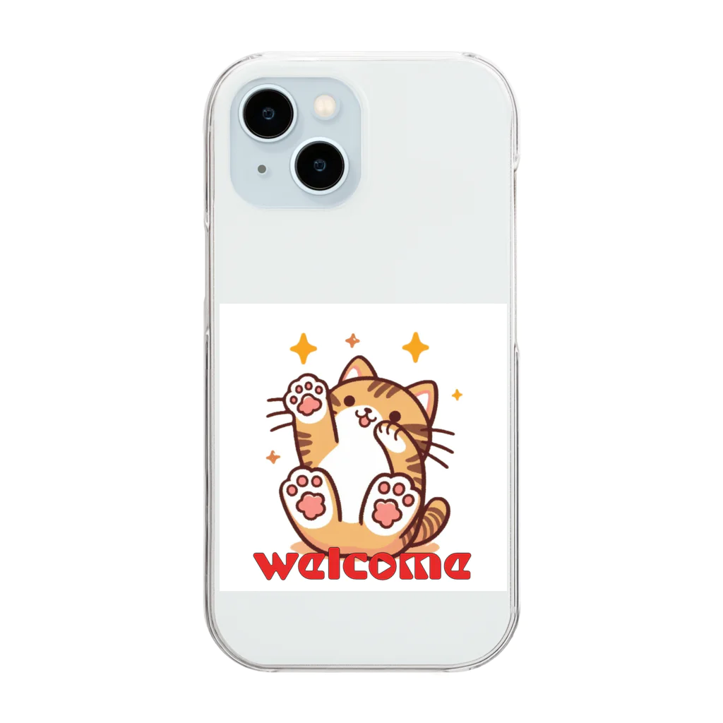 kk-welcomeの楽しく笑う肉球の猫ちゃんⅡ Clear Smartphone Case