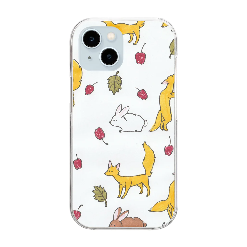 maru-marumochiの森の動物柄 Clear Smartphone Case