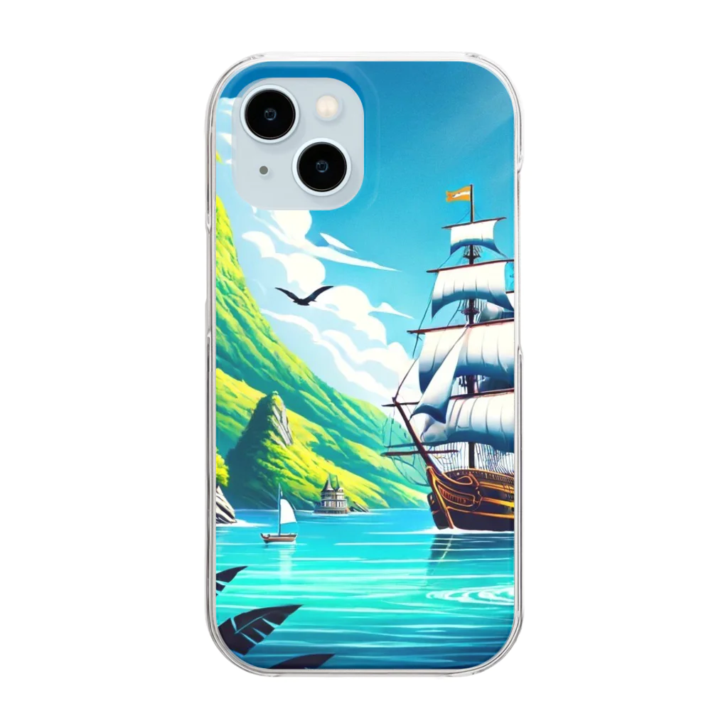 海の幸のカリブ海と船 Clear Smartphone Case