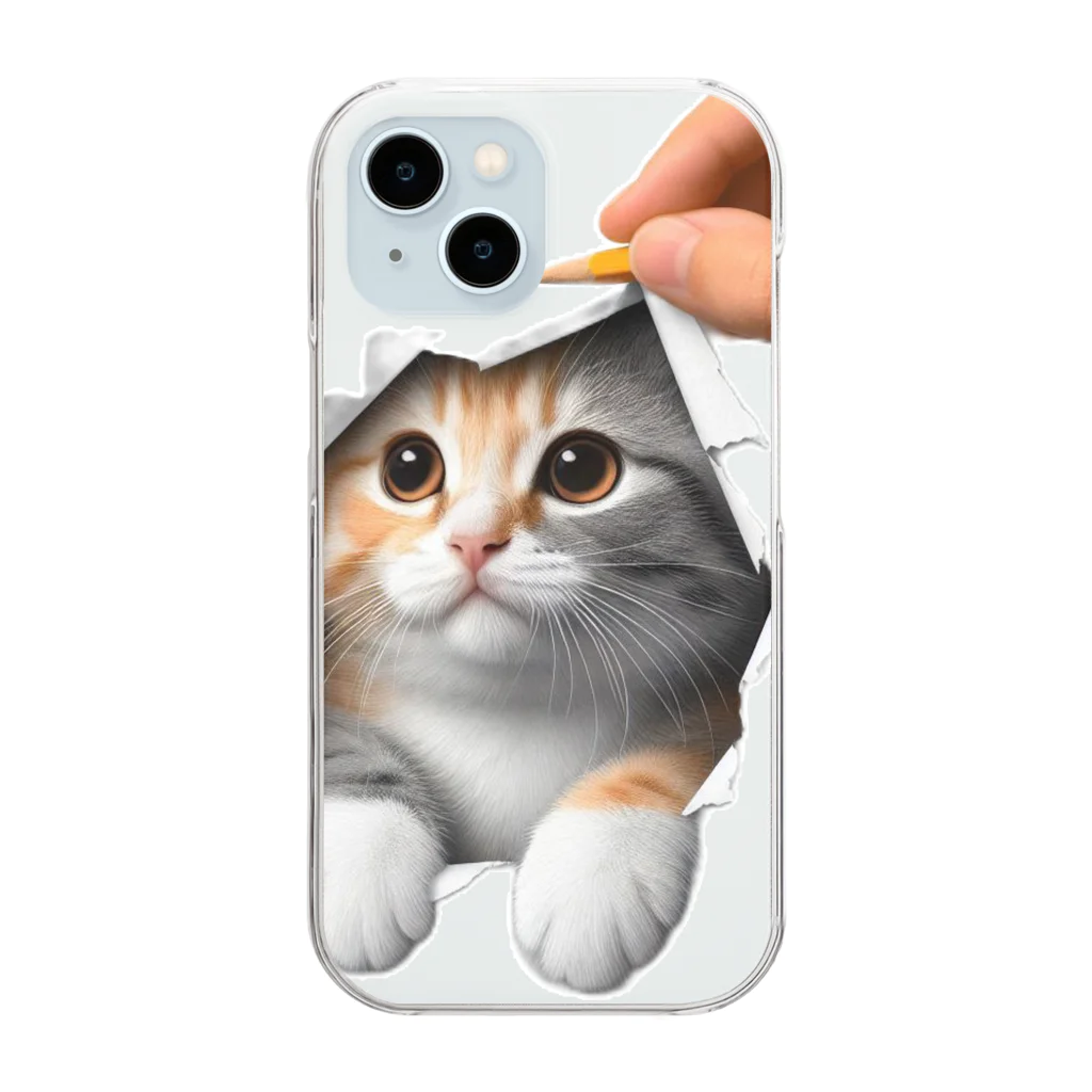 hikotakuの猫が出てくる Clear Smartphone Case