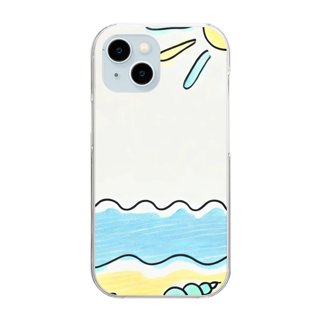 海の幸の小学生の描いた思い出のビーチ Clear Smartphone Case