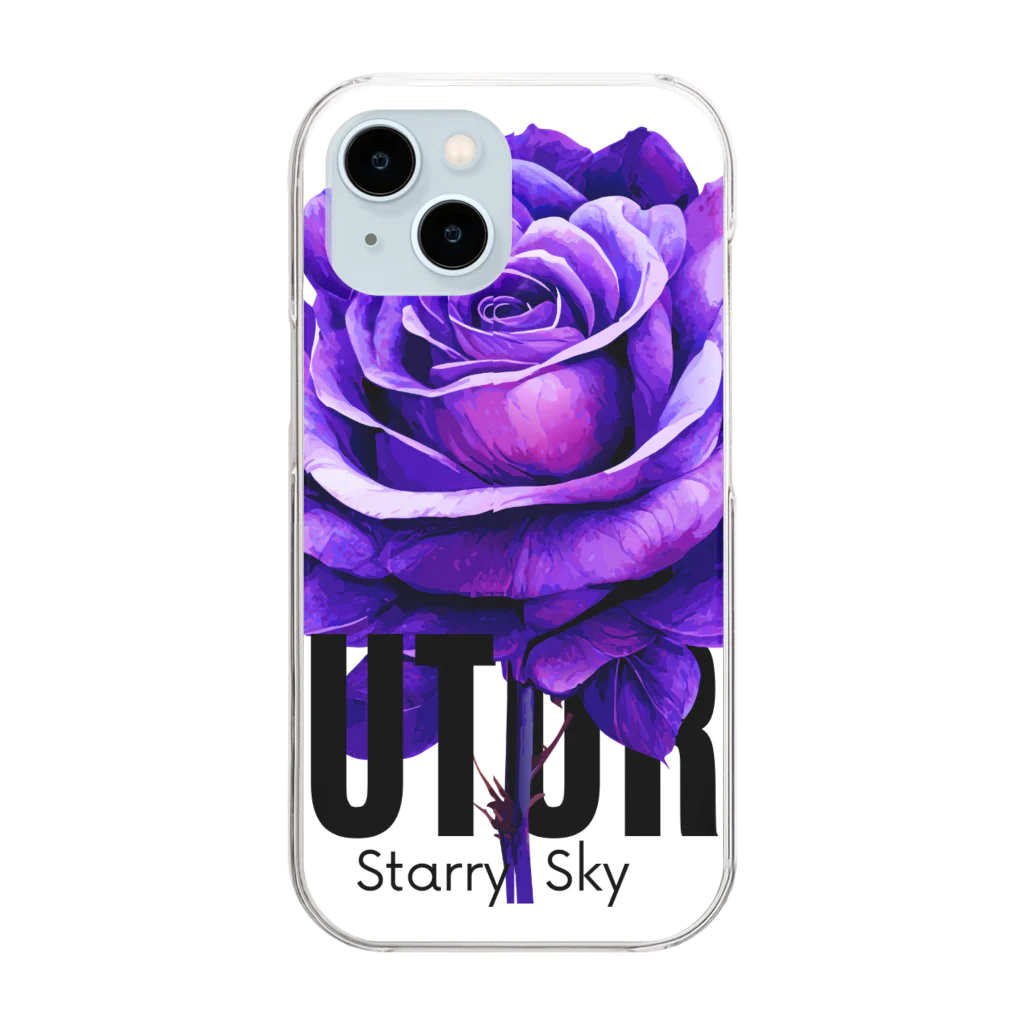 Future Starry Skyの紫色の薔薇 Clear Smartphone Case