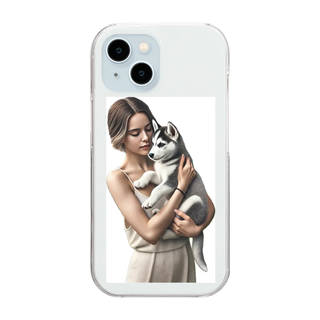 やまけんのかわいさ満点！子犬のハスキー！ Clear Smartphone Case