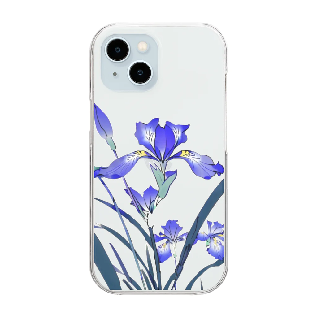 RetrowaveFlowerのRetrowaveFlower-キショウブ- Clear Smartphone Case