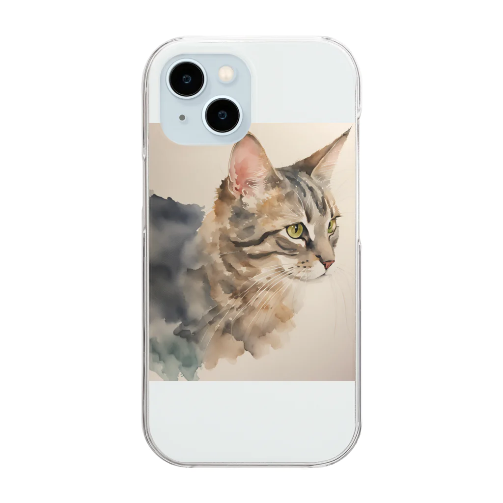 OkometoOmochiの横向き猫 Clear Smartphone Case