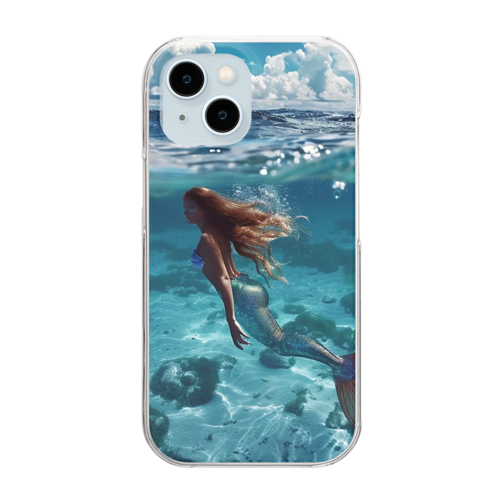 AQUAMETAVERSEのモルジブの大海原で人魚が泳いでいますsanae2074 Clear Smartphone Case