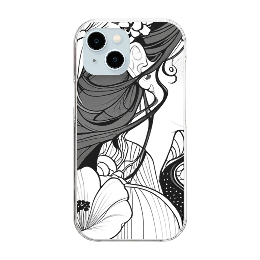 ZZRR12の花と美女 Clear Smartphone Case