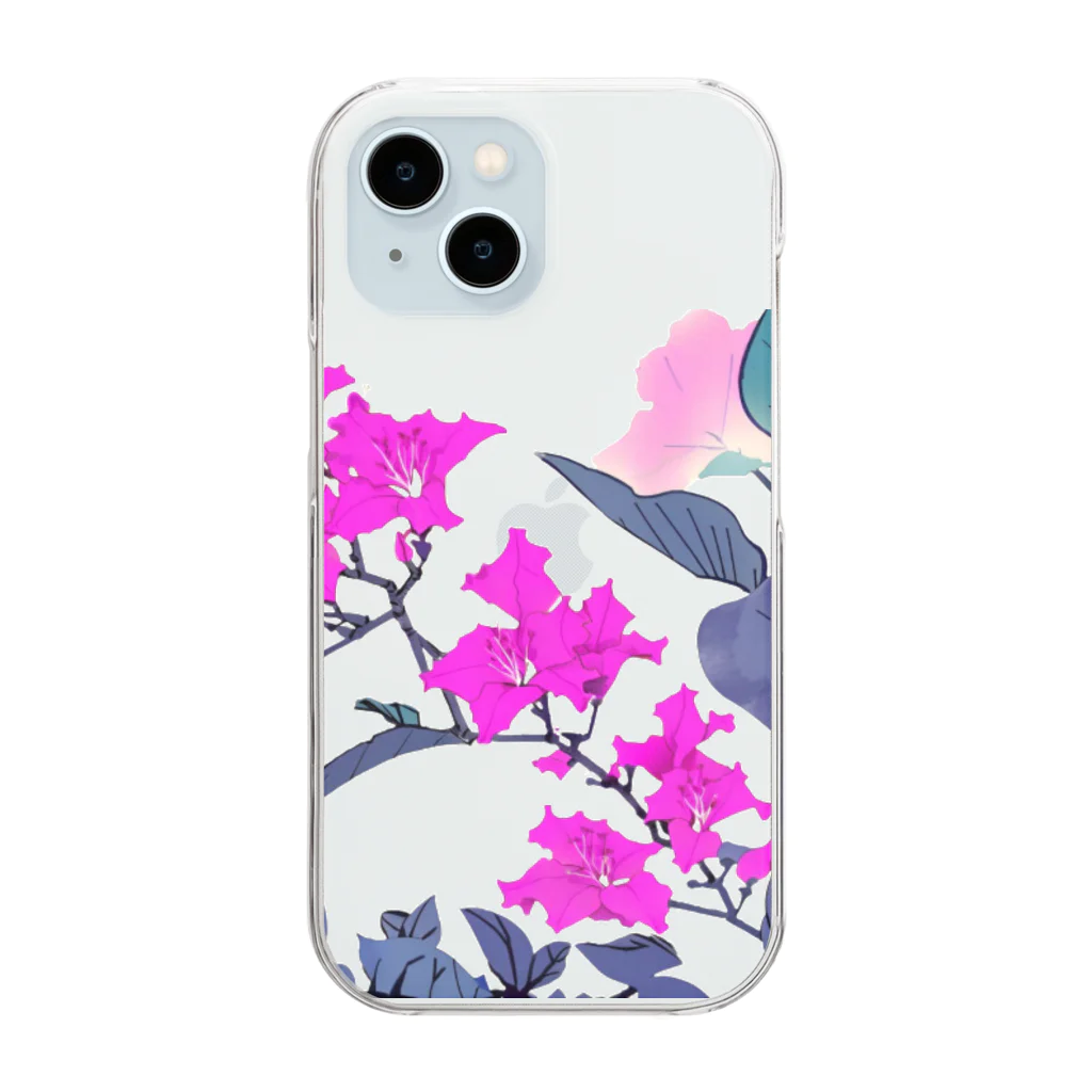 RetrowaveFlowerのRetrowaveFlower-ブーゲンビリア- Clear Smartphone Case