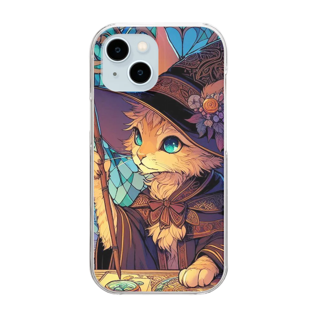 nico251の魔法の杖を持った猫 Clear Smartphone Case