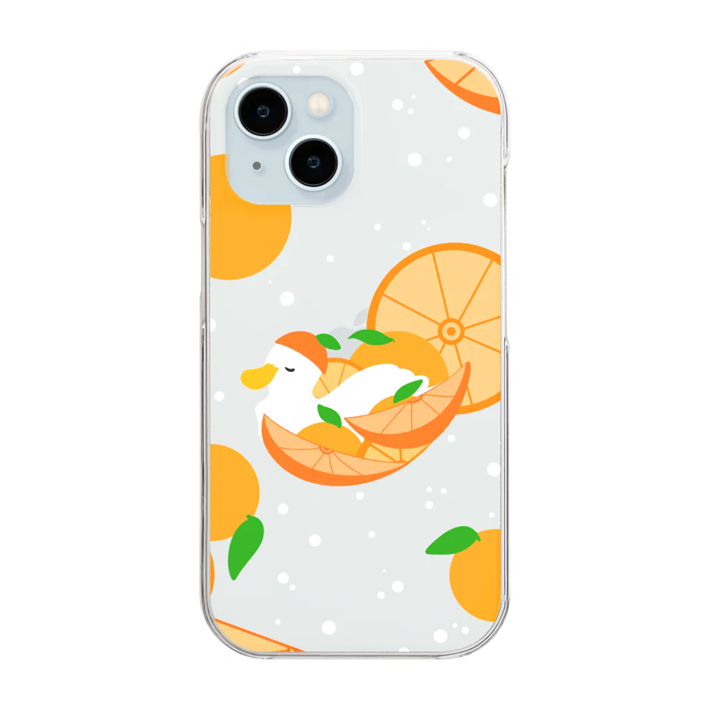 アヒルひゃくへんげのオレンジなアヒル🍊 スマホデザイン Clear Smartphone Case