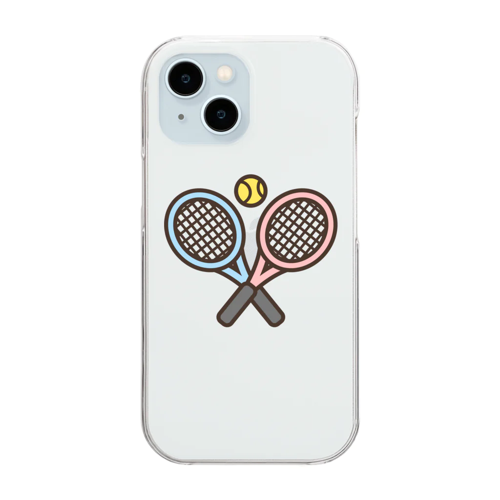 お絵かき屋さんのテニスのラケットとボール Clear Smartphone Case