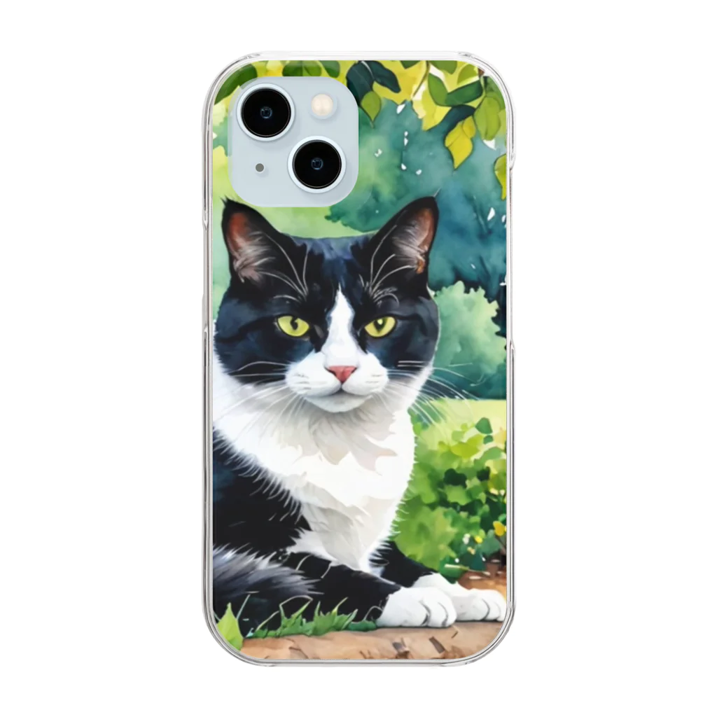 373Digital Lab shopのAI 　水彩猫 Clear Smartphone Case