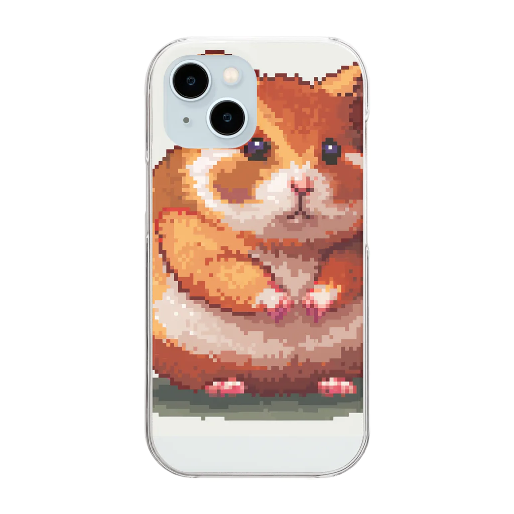 波にのるくまたんショップ62号店81番通りのドット絵のハムスター Clear Smartphone Case