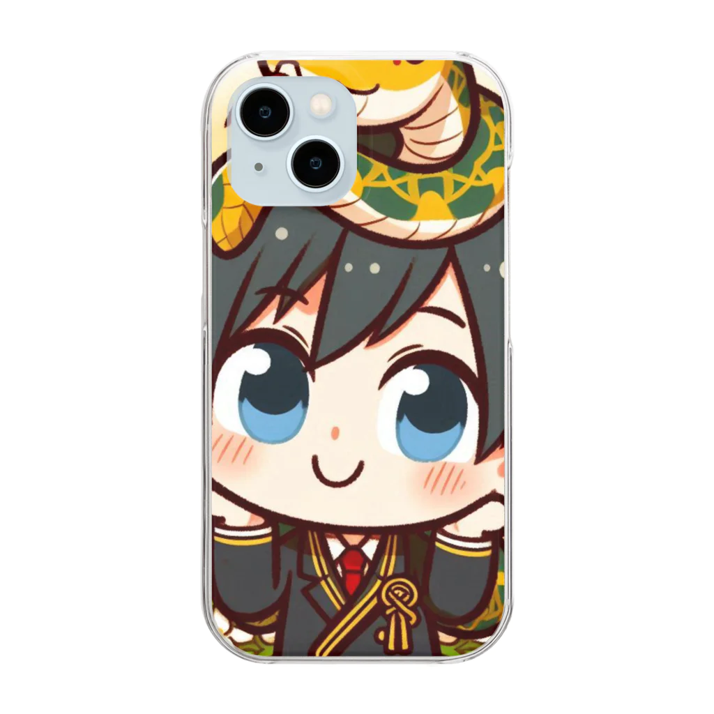 可愛い男の子イラスト販売所　By,keicyanの男の子　中学1年生　干支：巳（み）：蛇 Clear Smartphone Case