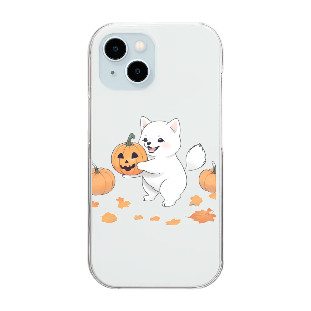 おわんの白柴～ハロウィン準備中～ Clear Smartphone Case