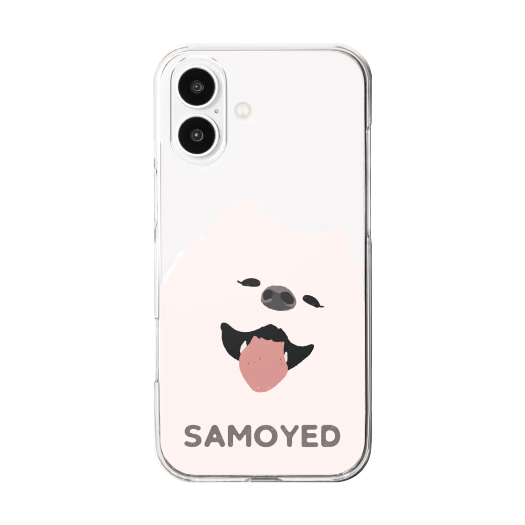【公式】こっつん商店のサモエドが微笑んでる Clear Smartphone Case