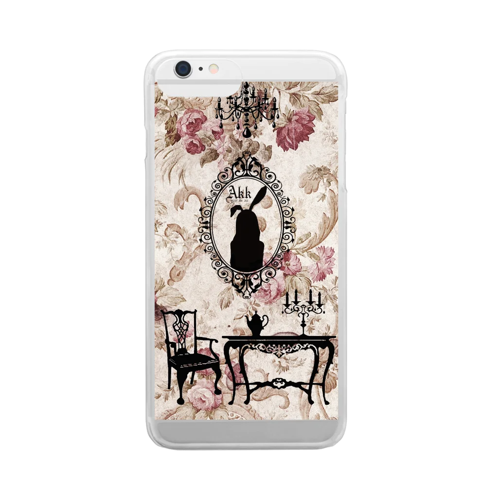 p7   のAKK Antique silhouette Line Clear Smartphone Case