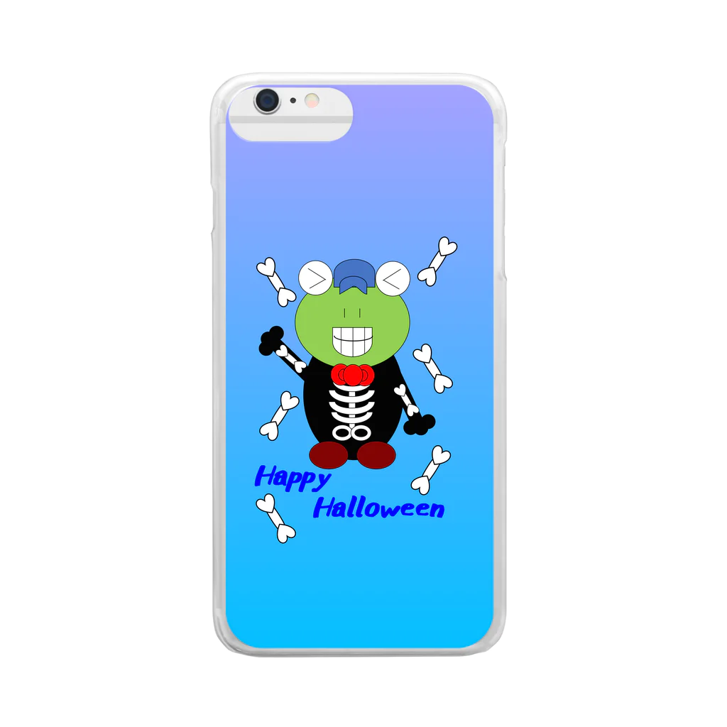 🐸かえるさんと仲間たち🐸のハロウィン　ガイコツ息子 Clear Smartphone Case