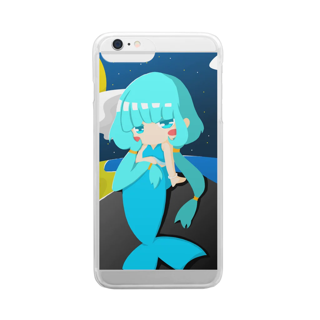 銀猫@絵垢+ご依頼受付中の月夜の人魚 Clear Smartphone Case