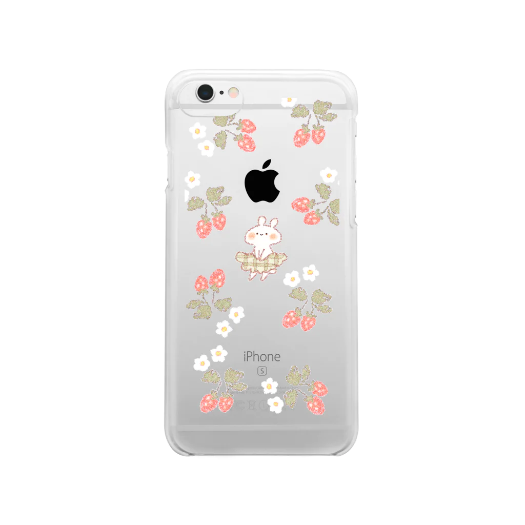 ＊momochy shop＊のいちごとうさぎ Clear Smartphone Case