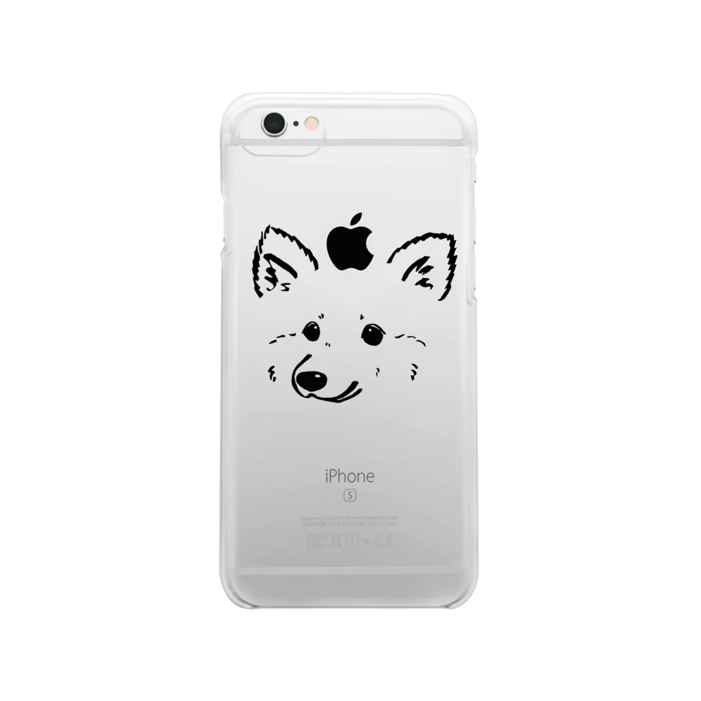 Chiyo.Wan(🐕🕊️のお店)のたちみみわんこ🍎のせ(iPhone6ピッタリ) クリアスマホケース