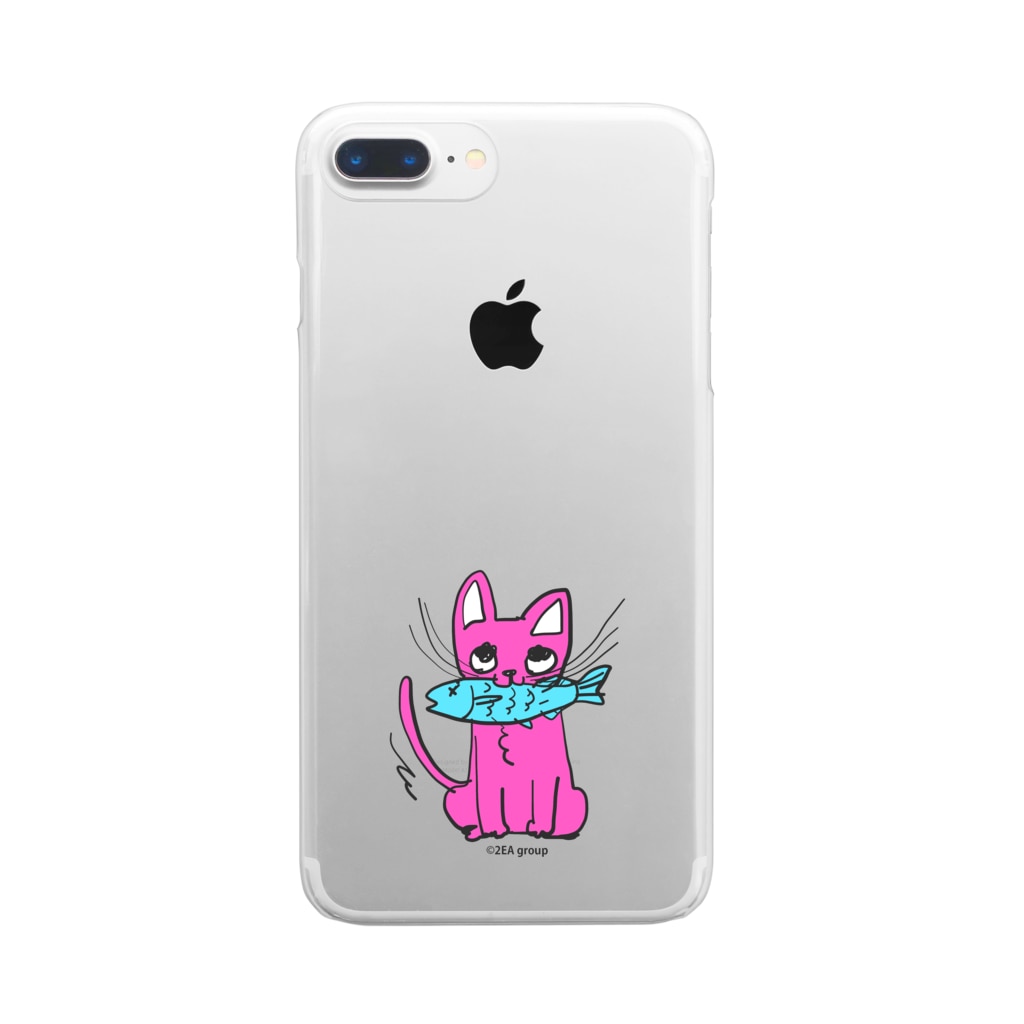 Official GOODS Shopのお魚くわえたピンクニャーンコ Clear Smartphone Case