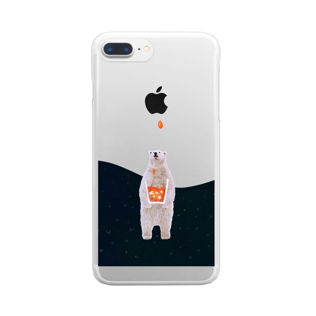 Appleマークから零れるジュースを集めるシロクマさん 有栖 Alice 1041 のクリアスマホケース Iphoneケース 通販 Suzuri スズリ