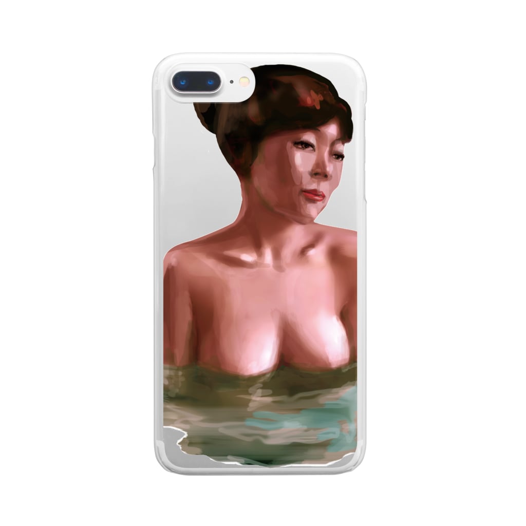 ホテルニューにしおの露天風呂の女 Clear Smartphone Case