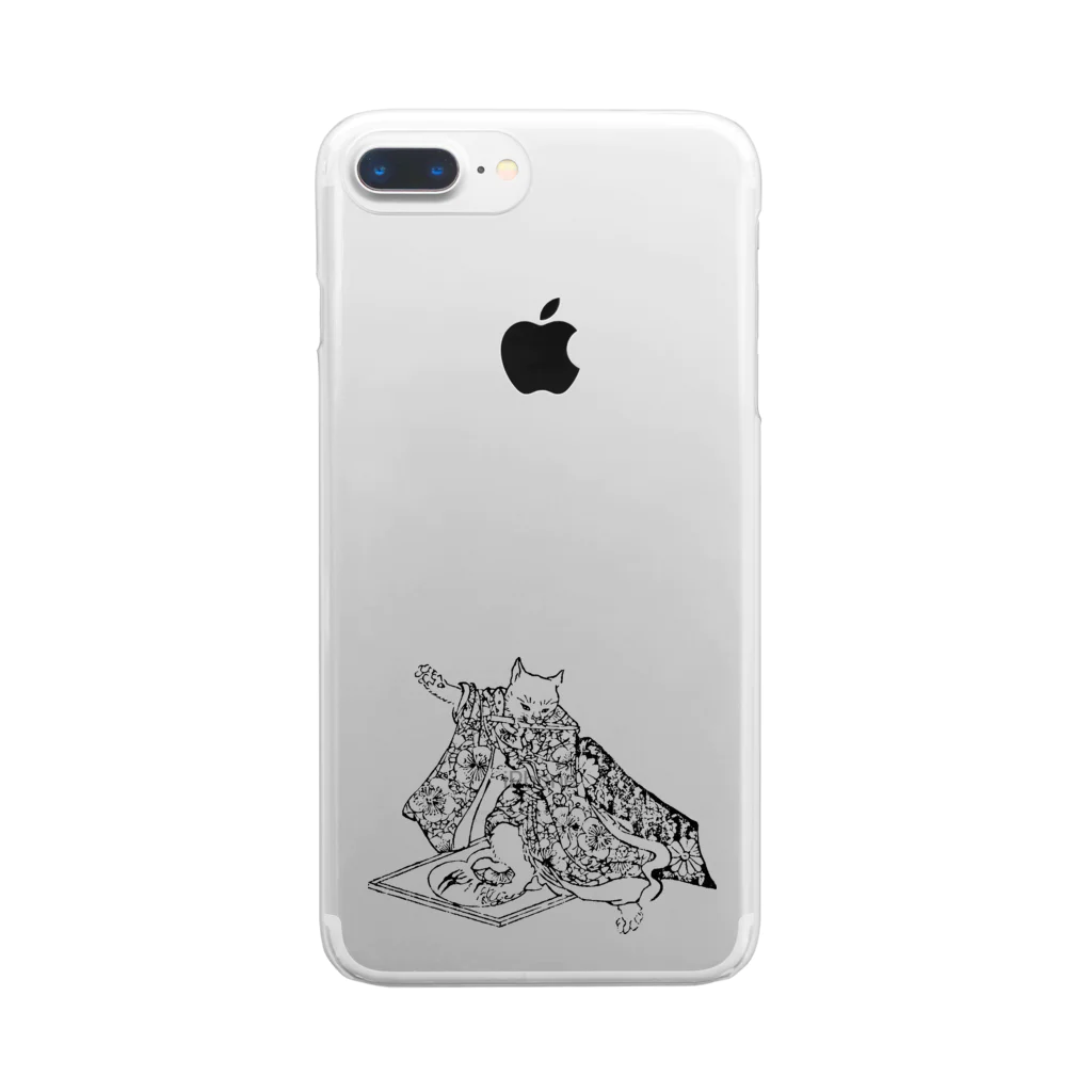 猫の浮世絵・草紙の逆上するおこまちゃん Clear Smartphone Case