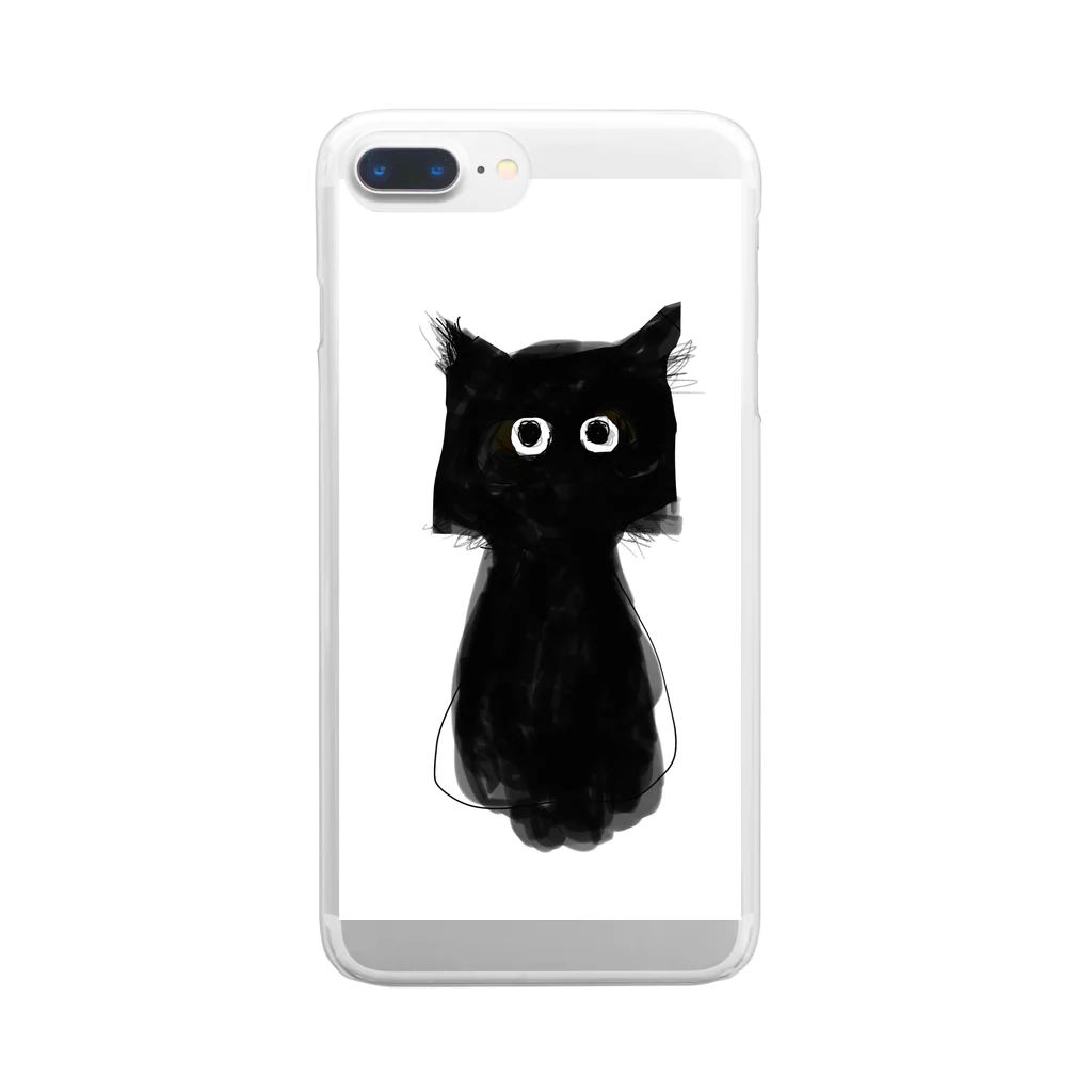 Ken-Chung's Arts Shopの黒猫のココ　No.1 クリアスマホケース