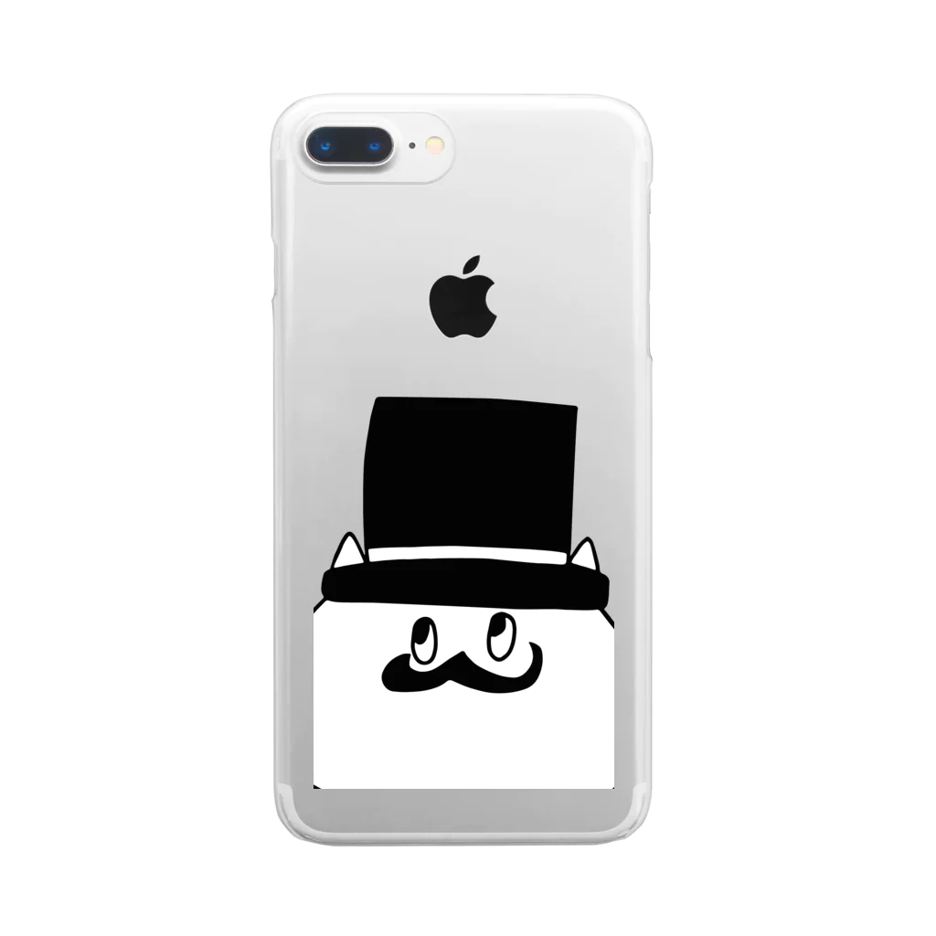 nyakamoのgentleman cat - big face clear case! - Clear Smartphone Case