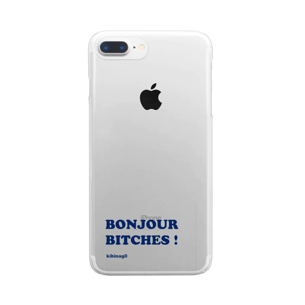 きびなご@フランス留学生デザイナーのBonjour Bitches （文字色ネイビー） Clear Smartphone Case