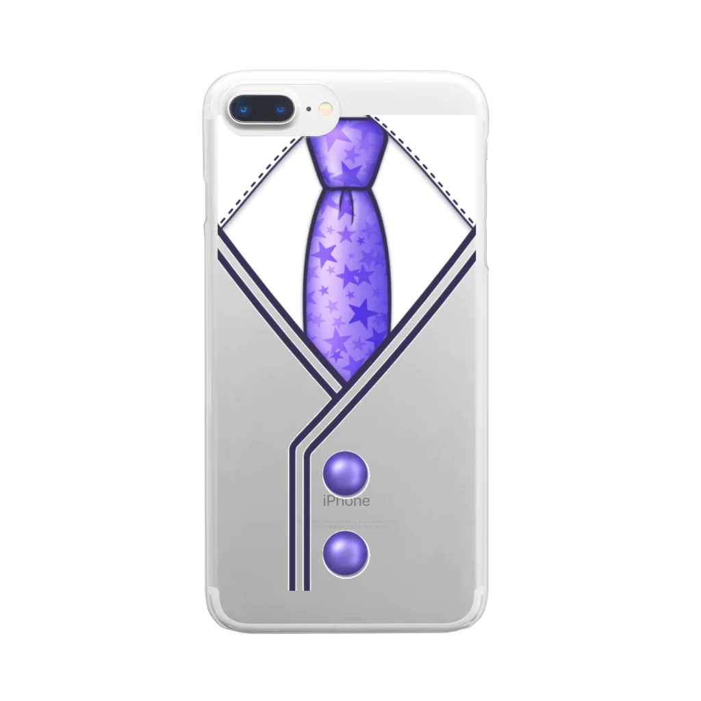 papipoの星のネクタイ(パープル) Clear Smartphone Case