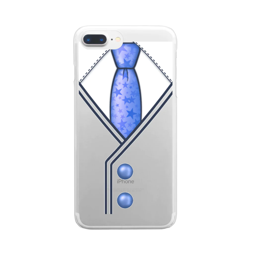 papipoの星のネクタイ(ブルー) Clear Smartphone Case